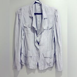 Yves Saint Laurent rice gauche silky vintage silver grey blouse.